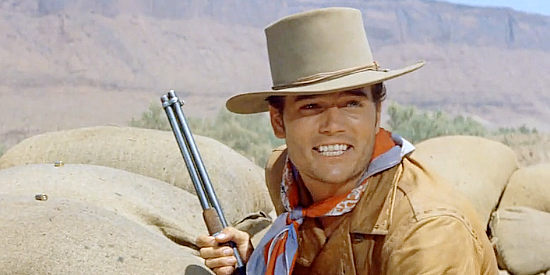 Patrick Wayne as Tobe, the eager young Texas Ranger in The Comancheros (1961)