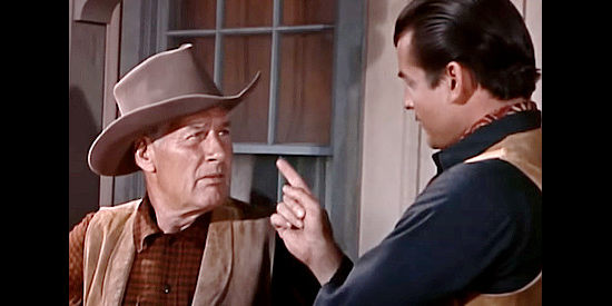 Richard Arlen as Sheriff Jenkins getting some pointers on the trouble ahead from a fellow lawman in Young Fury (1965)