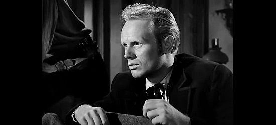 Richard Widmark as Dude, desperate to learn the location of grandpa's gold in Yellow Sky (1948)