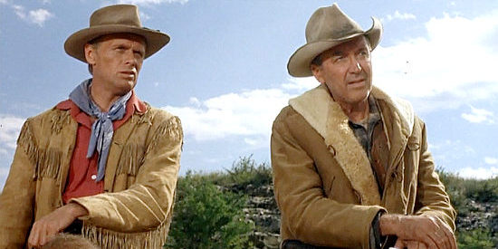 Richard Widmark as Lt. Jim Gary with James Stewart as Guthrie McCabe in Two Rode Together (1961)