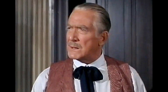 Roy Roberts as Dr. Mordecai Reynolds, facing down a member of Barker's Raiders in This Savage Land (1969)