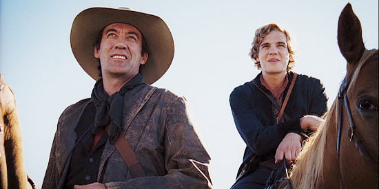 Shaun Johnston as Capt. Fancher, the wagon train leader, with Micah Samuelson (Taylor Handley) in September Dawn (2006)