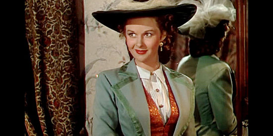 Susan Hayward as Lucy Overmire, the woman George Camrose plans to marry in Canyon Passage (1946)