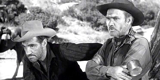 William Tannen as Willetts and William Challee as Gorse, two of Cantrell's gang members in Noose for a Gunman (1960)
