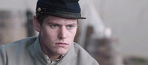 Zach Roerig as Jack Stanard, listening to Gen. Breckinridge on the eve of the battle in Field of Lost Shoes (2015)