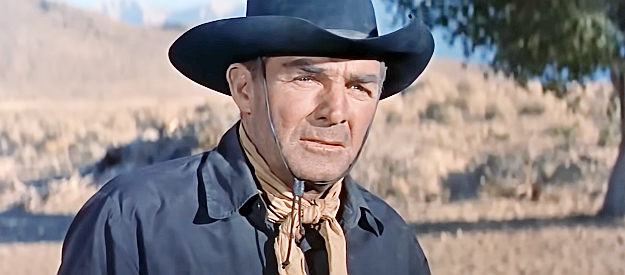 Randolph Scott as Jefferson Cody, a man haunted by his wife's disappearance 10 years earlier in Comanche Station (1960)