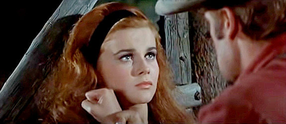 Ann-Margret as Dallas, during a tense encounter with the Ringo Kid in Stagecoach (1966)