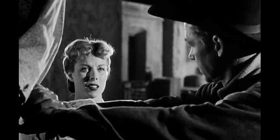 Adelle August as Ann Parker, torn between her love for her brother and James Kingston in Apache Ambush (1955)