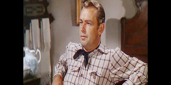 Alan Ladd as Choya, quickly tiring of pretending to be someone he isn't in Branded (1950)