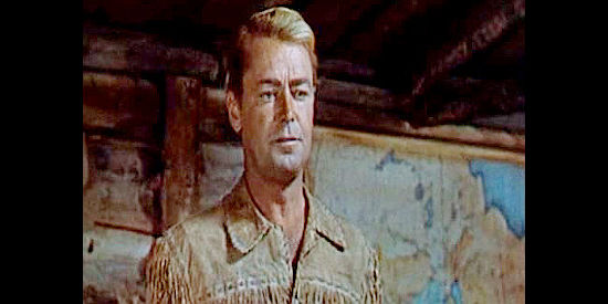 Alan Ladd as Thomas O'Rourke, demanding the Mounties return guns and ammunition to the Cree Indians in Saskatchewan (1954)