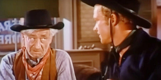 Art Smith as Deacon, trying to set up another job for George Newcomb and his gang in Rose of Cimarron (1952)