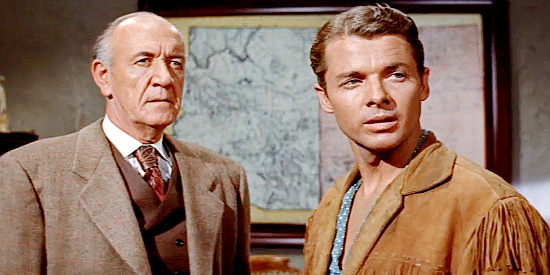 Audie Murphy as John P. Clum, explaining his plan to Gov. Safford (Addison Richards) in Walk the Proud Land (1956)