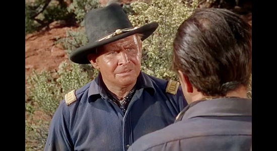 Barton MacLane as Capt. Myles Moylan, learning of a cavalry disaster in Bugles in the Afternoon (1952)
