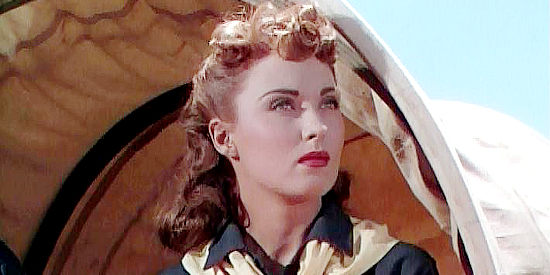 Beverly Tyler as Mary Kearney, a young school teacher temporarily taken captive by the Apache in The Battle at Apache Pass (1952)