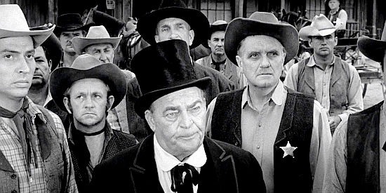 Billy House as Judge Cole and Morris Ankrum as Sheriff Jim Jackson at one of the many hangings in Topaz in Naked Gun (1956)