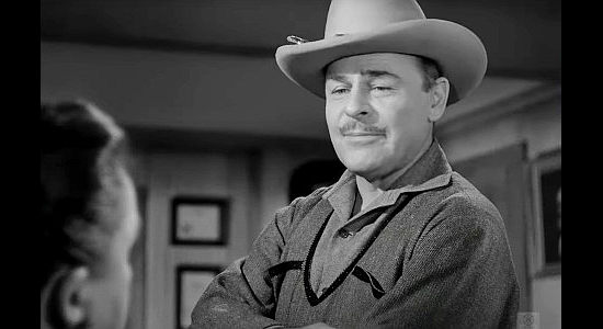 Brian Donlevy as Charles Quantrill, offering Mayor Courtney gold in exchange for lead in The Woman They Almost Lynched (1953)