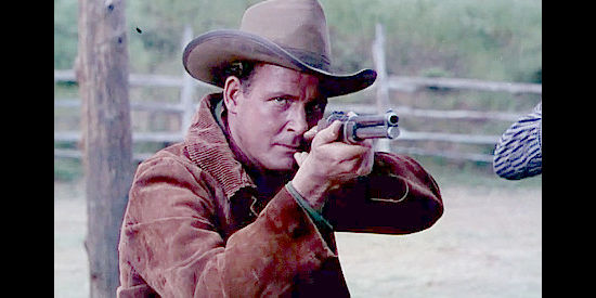 Charles Drake as Sheriff Flannery, on the trail of an old friend in Four Guns to the Border (1954)