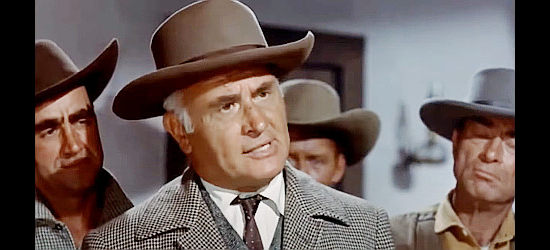 Charles Evans as Matt Paris, pledging support for Stacey Wyatt's militia in The Battle of Rogue River (1954)