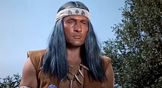 Charles Horvath as Colorados, an Indian chief looking to avenge his son's death in Gunmen from Laredo (1959)