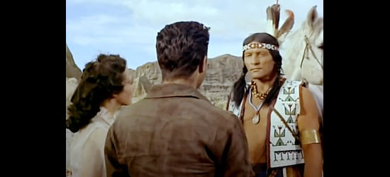 Charles Horvath with the Cheyenne leader with John Banner and Amy Clarke in Dakota Incident (1956)