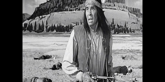 Charles Stevens as Diablito, the Apache chief the cavalry is trying to stop in Ambush (1950)