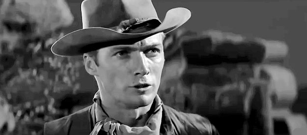 Clint Eastwood as Keith Williams, a hot-headed young man who hates all things Yankee in Ambush at Cimarron Pass (1958)