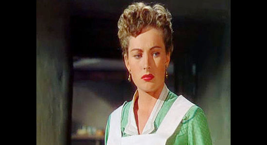 Colleen Gray as Sally, torn between her affection for Sam Leeds and his lawlessness in Apache Drums (1951)