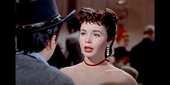 Colleen Miller as Zoe Fontaine, the saloon singer who falls for Ben Matthews in The Rawhide Years (1956)