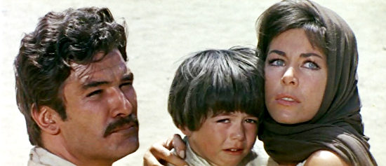 Daniel Martin as Julian, Nino Del Arco as Jesus and Marianne Koch as Marisol in A Fistful of Dollars (1964)