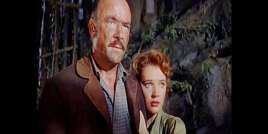 Dean Jagger as Sam Quade and Polly Bergen as his daughter Molly, captive of the Sioux in Warpath (1951)