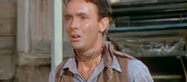 Don Garner as Johnny Benton, petrified because the Durlings are after him in Law and Order (1953)