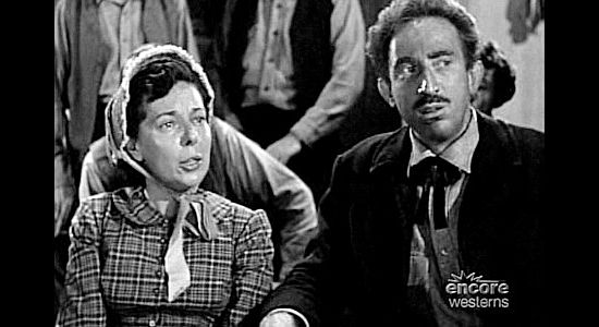Dorothy Kennedy as Mrs. Ward and Donald Elson as Mr. Ward, pushing for Jack Slade to be punished after running their young daughter down in the street in Jack Slade (1953)