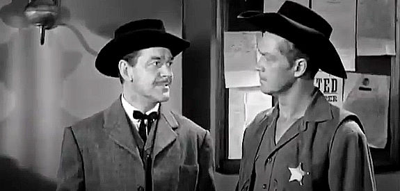 Douglas Fowley as Hiram Charleton, attorney for the powerful cattleman Thornton Wills in The Broken Star (1956)
