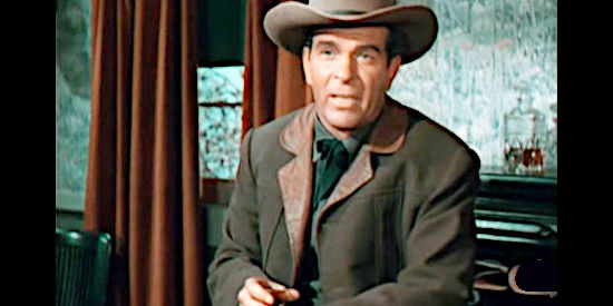 Douglas Kennedy as George Keane, mastermind behind the plan to swindle the Indians and the westbound settlers in Fort Osage (1952)