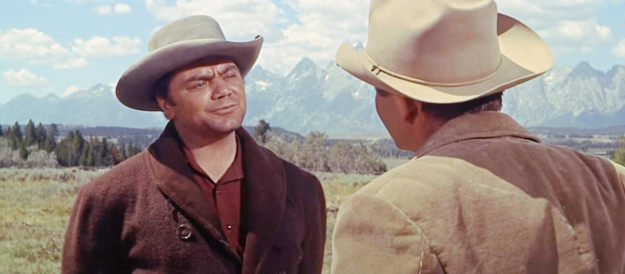 Ernest Borgnine as Shep Horgan, offering Jubal Troop a job on his ranch in Jubal (1956)