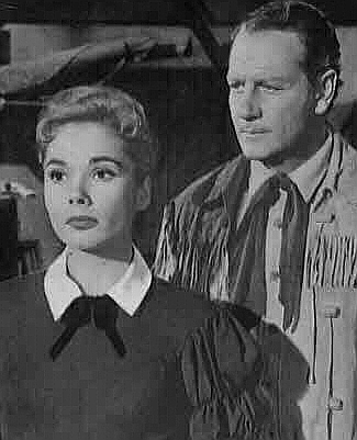 Felicia Farr as Katherine Delaney and Joel McCrea as Sam Houston in The First Texan (1956)