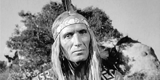 Frank DeKova as Yellow Elk, chief of the Indians, looking for peace with the whites in The White Squaw (1956)