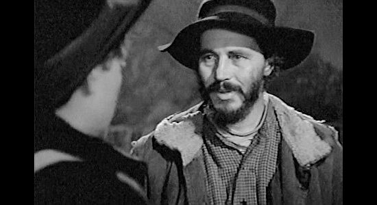 Fred Libby as Reese Clegg, butting heads with Travis Blue over dancing with Denver in Wagon Master (1950)
