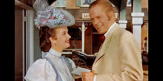 Gale Storm as Margo St. Claire and Dan Duryea as Al Jennings, planning a possible future together after he opens a business in New Orleans in Al Jennings of Oklahoma (1951)