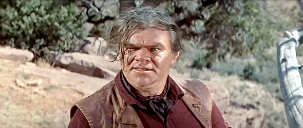 George Matthews as Sheriff Bull Harper, brutal in his approach to delivering Comanche Todd for justice in The Last Wagon (1956)