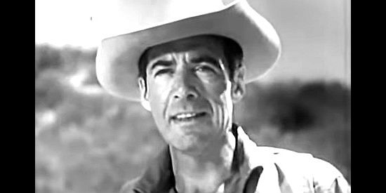 Gerald Mohr as Slinger, the outlaw who wants Angela for his own in The Buckskin Lady (1957)