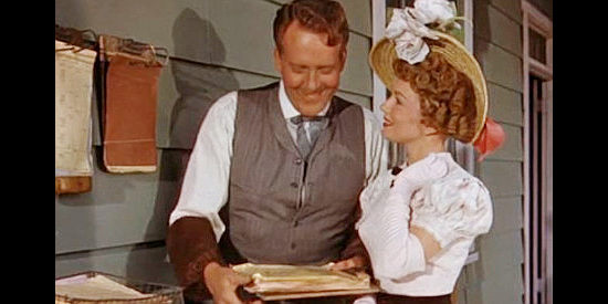 Gloria Henry as Alice Calhoun, flirting with Frank Jennings in Al Jennings of Oklahoma (1951)