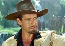 Gordon Scott as Buffalo Bill, issuing a warning to the Sioux chief in Buffalo Bill, Hero of the Far West (1965)