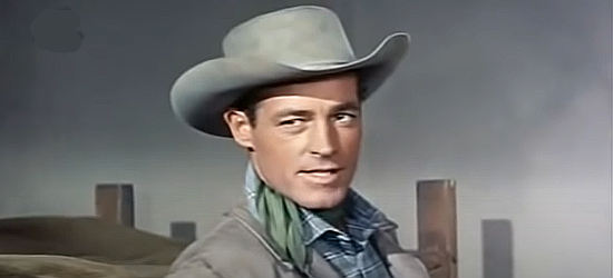 Guy Madison as Steve Daly, about to marry a woman he doesn't know in exchange for a pardon in Bullwhip (1958)