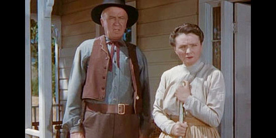 Harry Shannon as Fred Slaterr and Helen Brown as his wife, allowing the Jennings boys to stay on their ranch in Al Jennings of Oklahoma (1951)