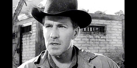 Hugh Marlowe as Rafe Zimmerman, the escape killer who causes havoc at Rawhide Station in Rawhide (1951)