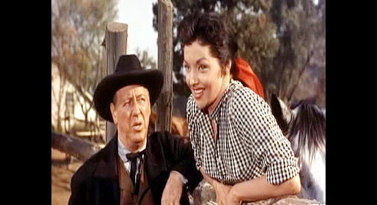 Irving Bacon as Doc, aka Uncle Ben, with Aldis Spain (Mari Blanchard), the spirited niece he raised in Black Horse Canyon (1954)