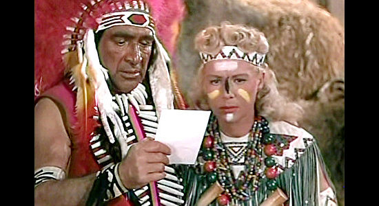 J. Carrol Naish as Chief Sitting Bull, reading Frank Butler's farewell letter to Annie 'I'm an Indian Too' Oakley (Betty Hutton)