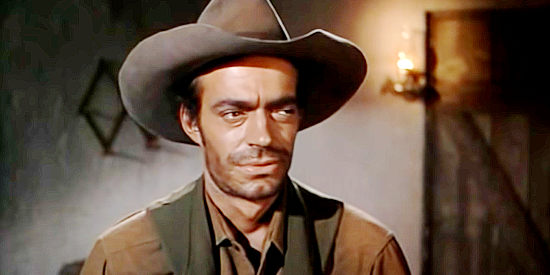 Jack Elam as Mescal Jack, a man more than willing to stir up some Indian trouble in The Battle at Apache Pass (1952)