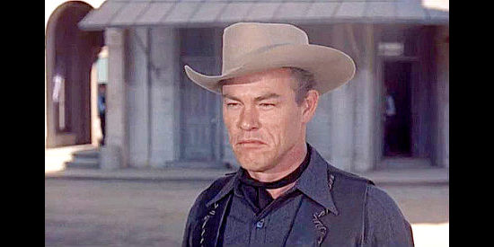 Jack Lambert as Snake Brice, the man who wants a showdown with Jesse James and winds up facing off with Milford Farnsworth instead in Alias Jesse James (1959)